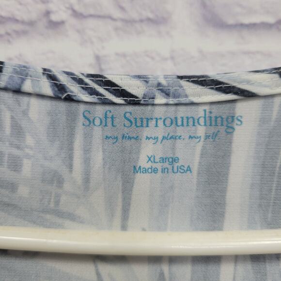 Soft Surroundings Bayside Jumpsuit Size XL Floral Blue White Pantsuit One-Piece - Picture 6 of 10